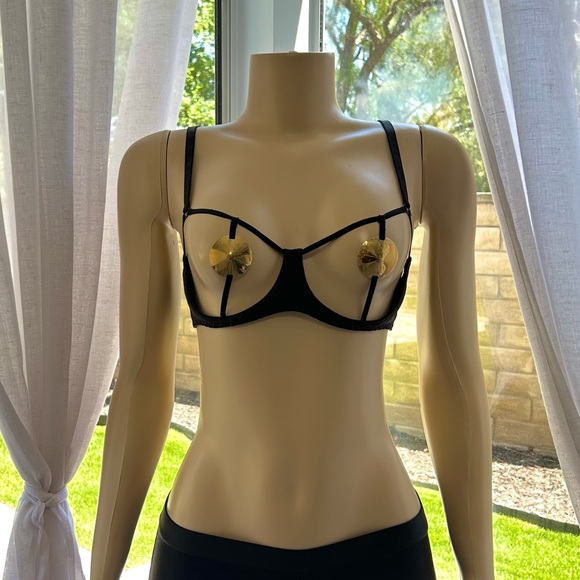 Pretty Little Thing Snake Print String Tie Mesh Triangle Bikini Top Size 6 - Picture 2 of 11